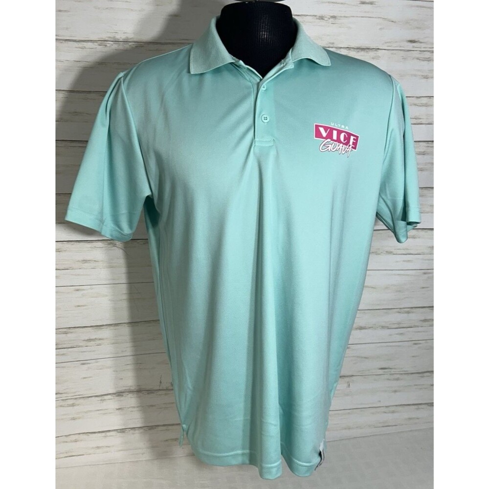 MONSTER ENERGY Drink Ultra Vice Guava Size Large Mens Teal Pink Polo Golf Shirt